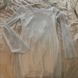 12th Tribe Shimmering Silver Long Sleeve Dress